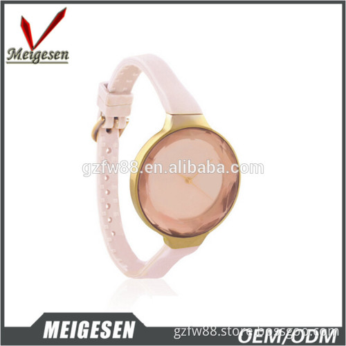 Factory sales large face colorful cheap plastic band rose gold case watches
